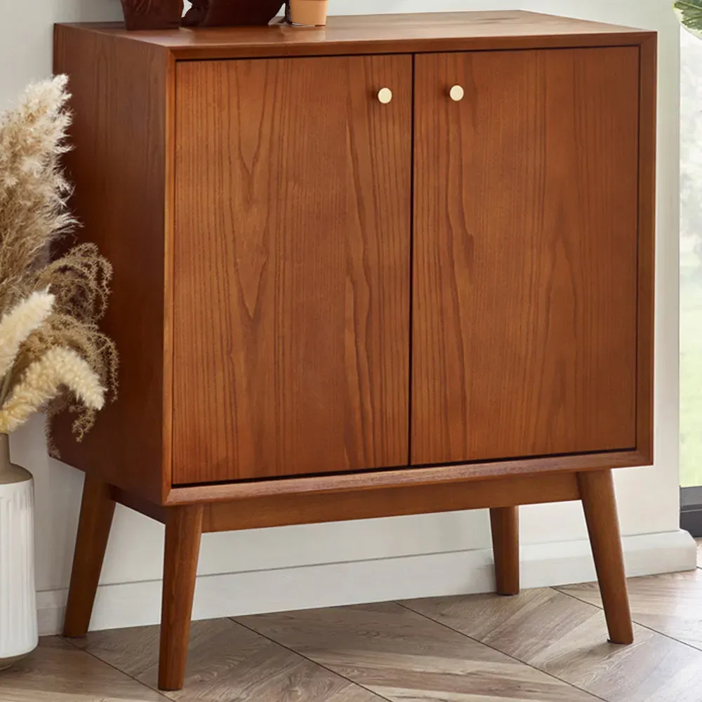Lowry 2 Door Small Sideboard - Grey, Cherry Ash Wood
