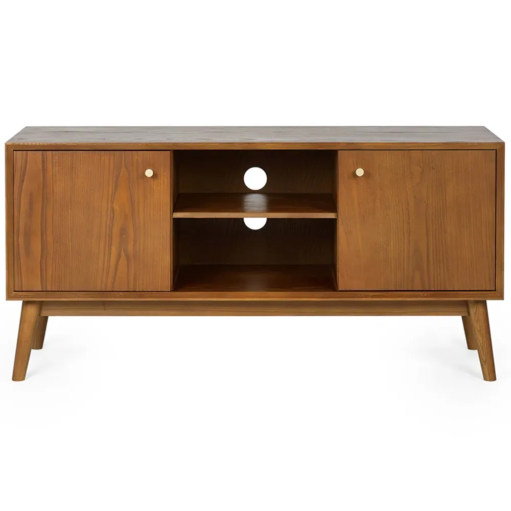 Lowry 2 Door TV Unit - Grey, Cherry Ash Wood
