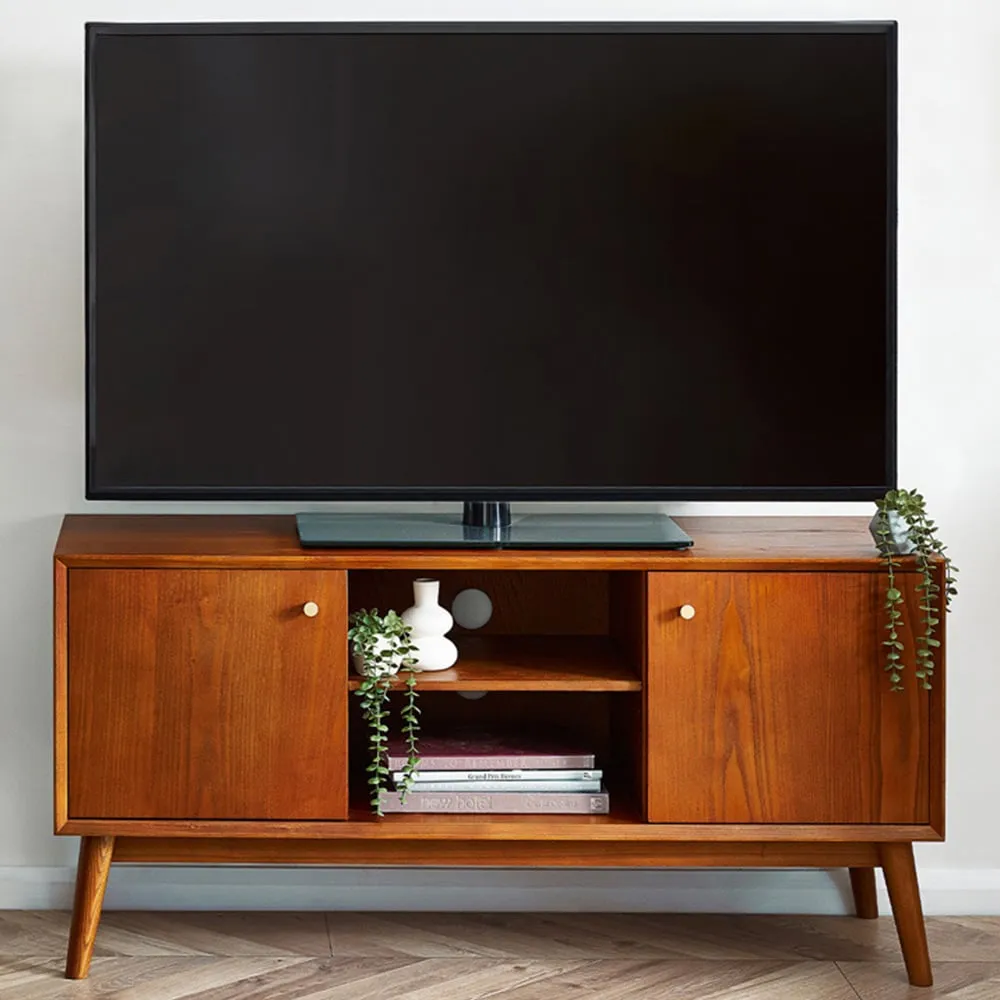 Lowry 2 Door TV Unit - Grey, Cherry Ash Wood