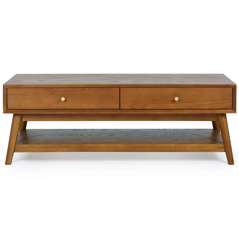 Lowry 2 Drawer Coffee Table - Grey, Cherry Ash Wood