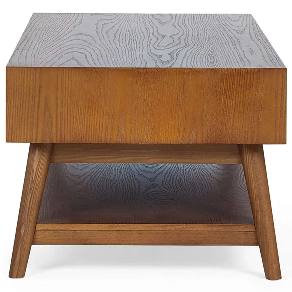 Lowry 2 Drawer Coffee Table - Grey, Cherry Ash Wood