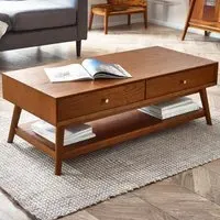 Lowry 2 Drawer Coffee Table - Grey, Cherry Ash Wood