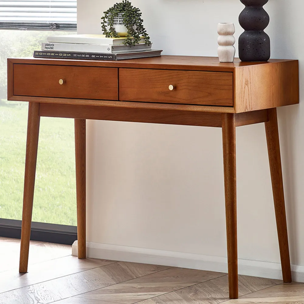 Lowry 2 Drawer Writing Desk - Grey, Cherry Ash