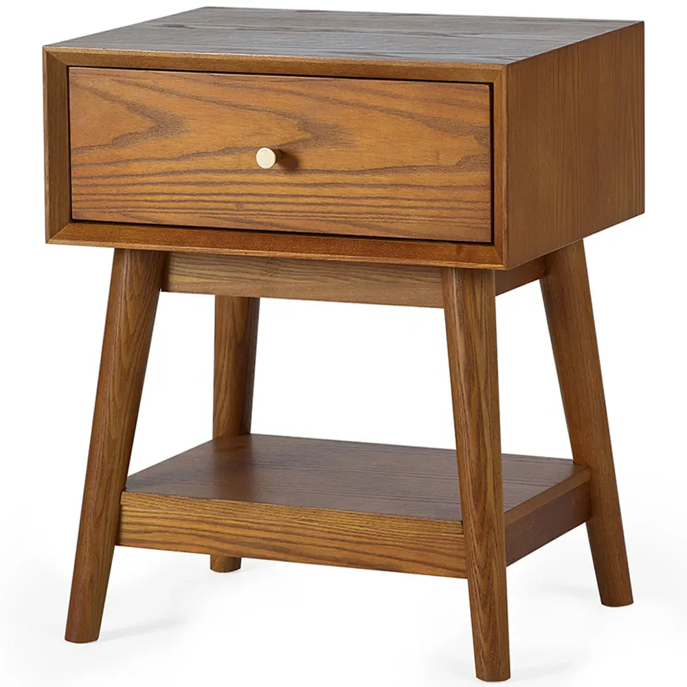 Lowry Single Drawer Side Table - Grey, Cherry Ash Wood