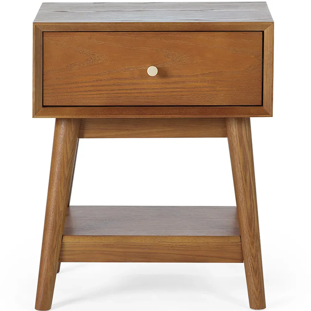 Lowry Single Drawer Side Table - Grey, Cherry Ash Wood