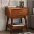 Lowry Single Drawer Side Table - Grey, Cherry Ash Wood