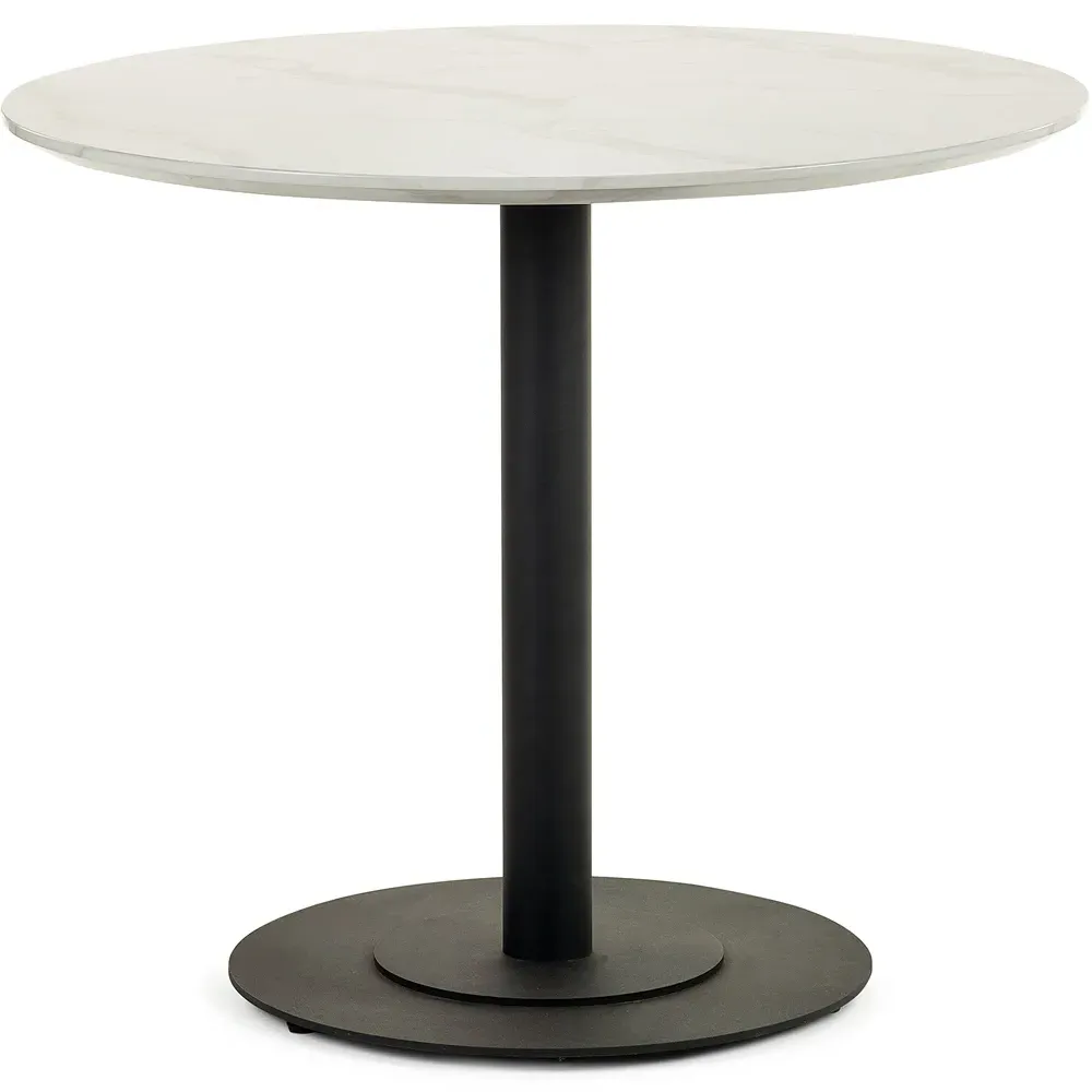 Luca 4 Seater Round Dining Table - White, Black
