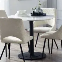 Luca 4 Seater Round Dining Table - White, Black