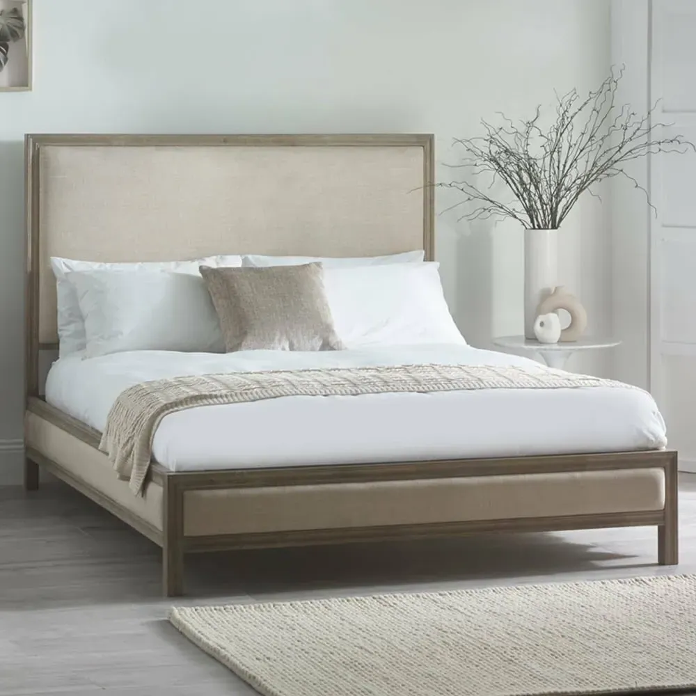 Lucie King Size Upholstered Bed Frame - Cream
