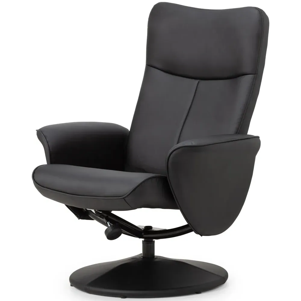 Lugano Recliner Chair with Footrest - Black, Faux Leather