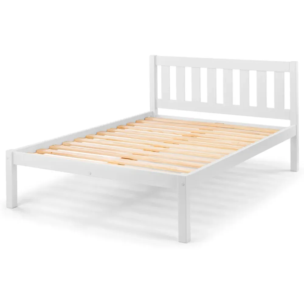 Luna Double Bed Frame - White, Pine