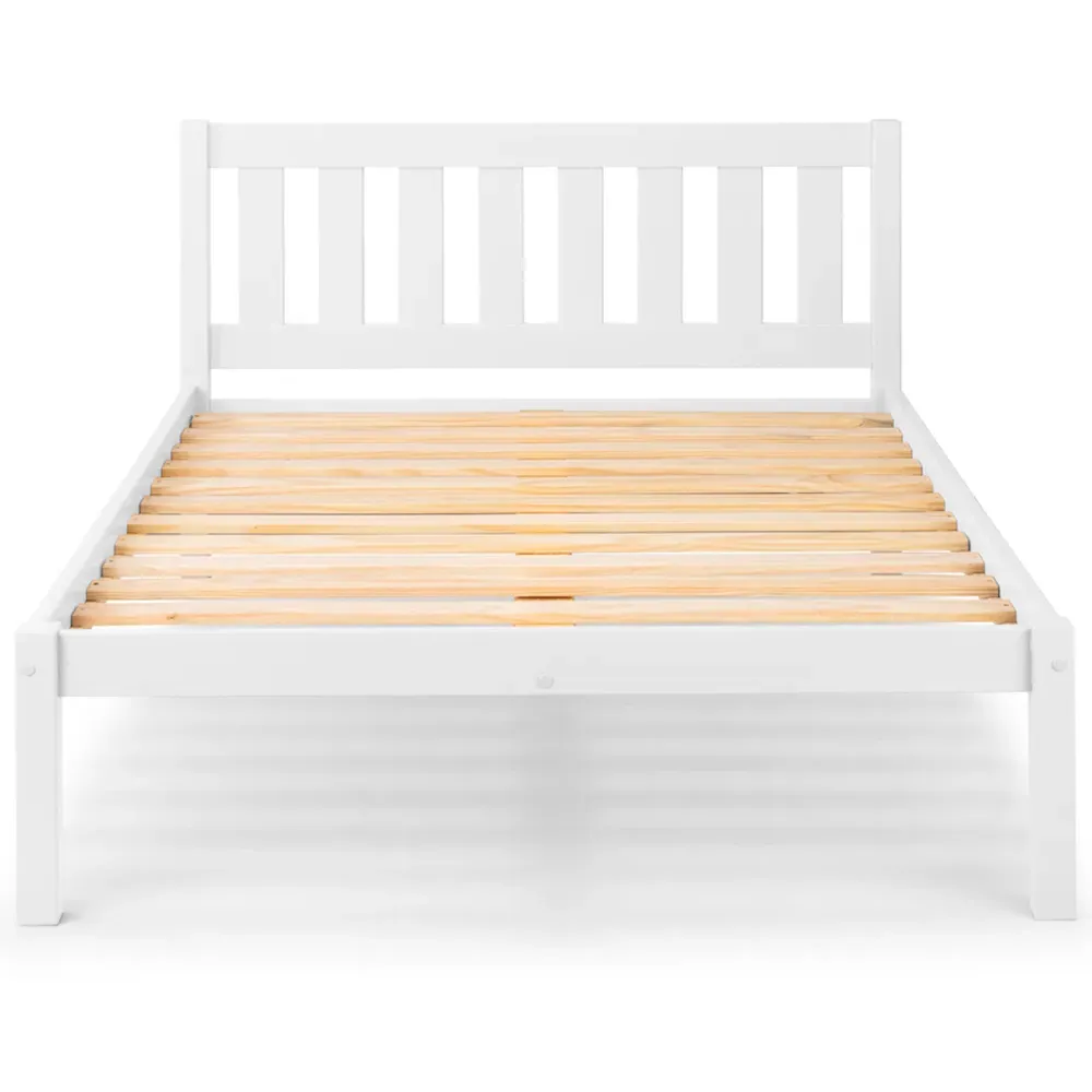 Luna Double Bed Frame - White, Pine