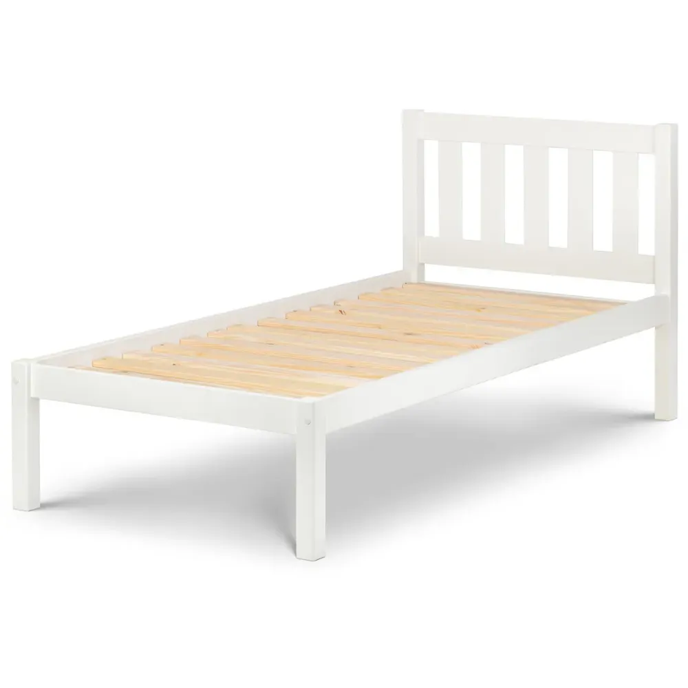Luna Single Bed Frame - White, Pine