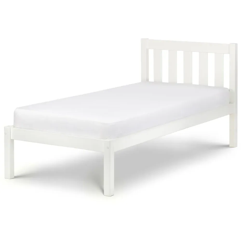 Luna Single Bed Frame - White, Pine
