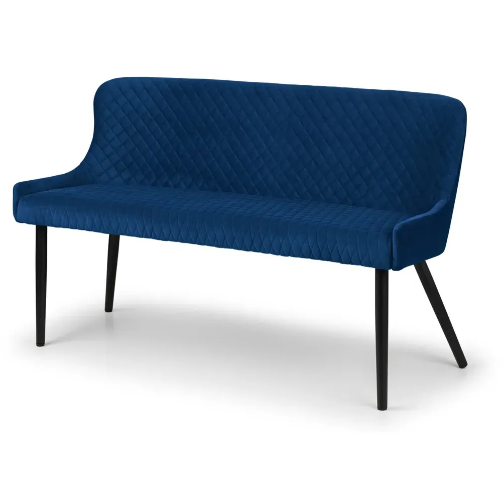 Luxe 2-Seater High Back Dining Bench - Black, Velvet