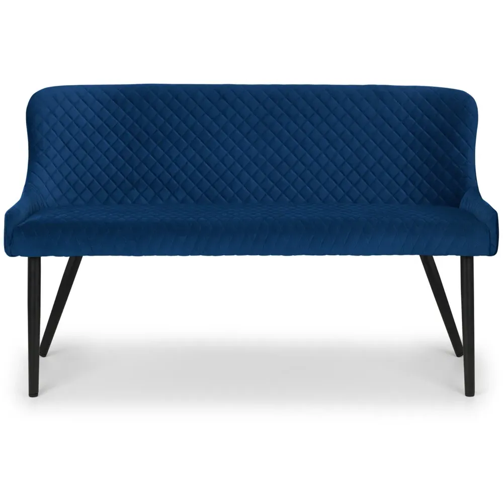 Luxe 2-Seater High Back Dining Bench - Black, Velvet