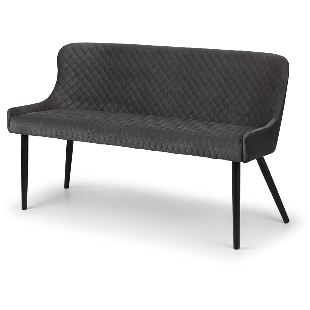 Luxe 2-Seater High Back Dining Bench - Grey, Velvet