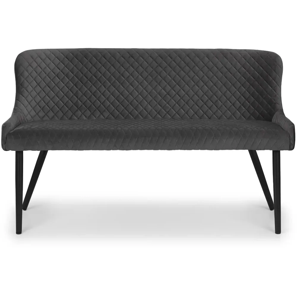 Luxe 2-Seater High Back Dining Bench - Grey, Velvet