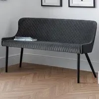 Luxe 2-Seater High Back Dining Bench - Grey, Velvet