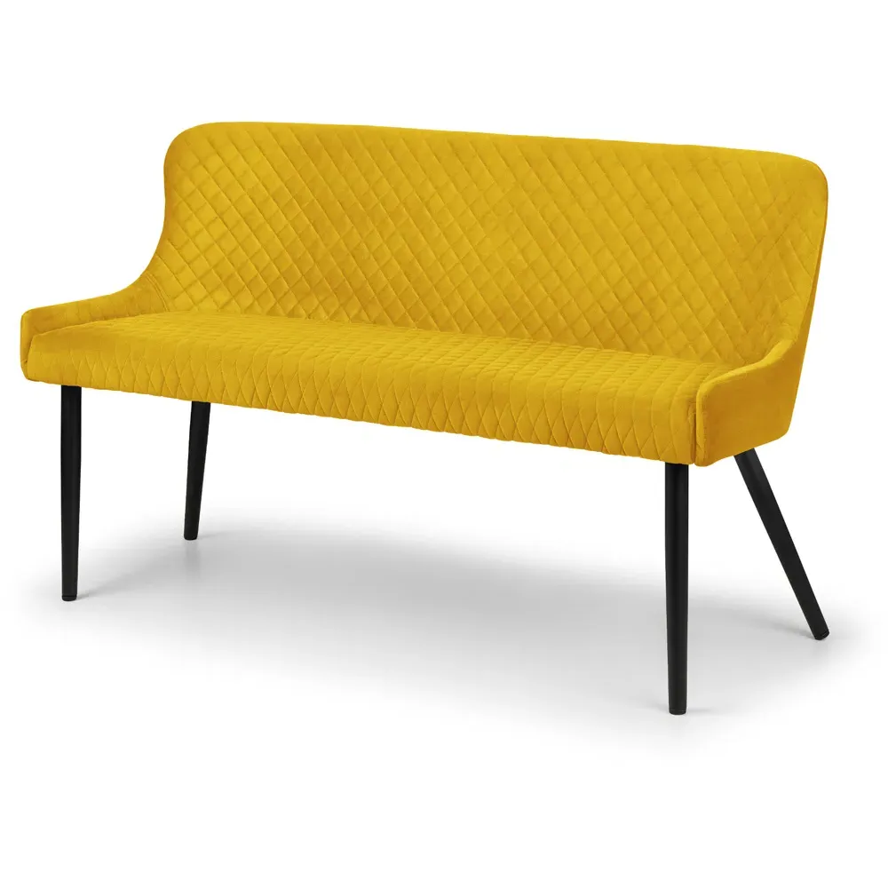 Luxe 2-Seater High Back Dining Bench - Mustard, Velvet