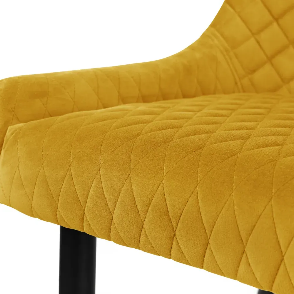 Luxe 2-Seater High Back Dining Bench - Mustard, Velvet