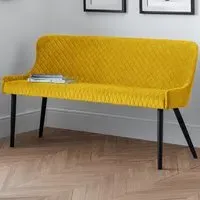 Luxe 2-Seater High Back Dining Bench - Mustard, Velvet
