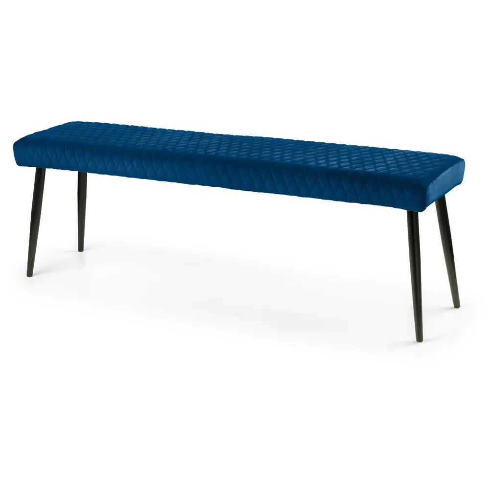 Luxe 2-Seater Low Dining Bench - Blue, Velvet