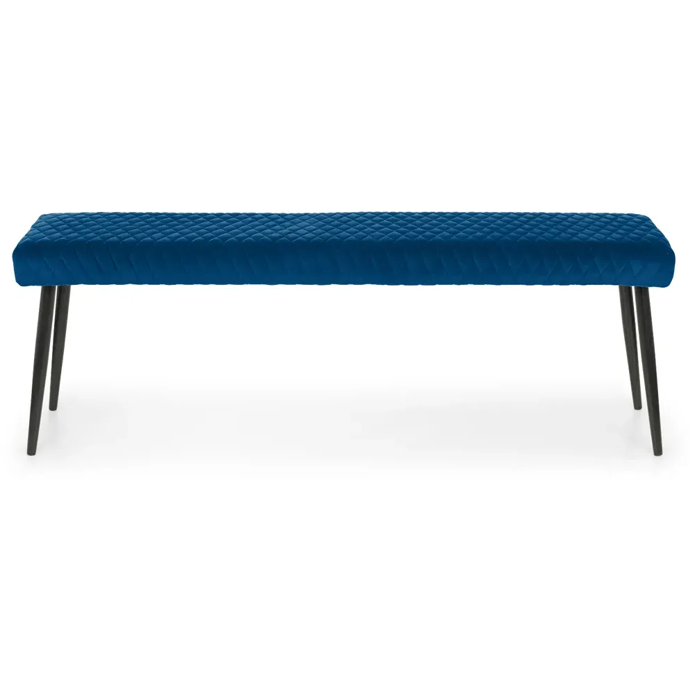 Luxe 2-Seater Low Dining Bench - Blue, Velvet