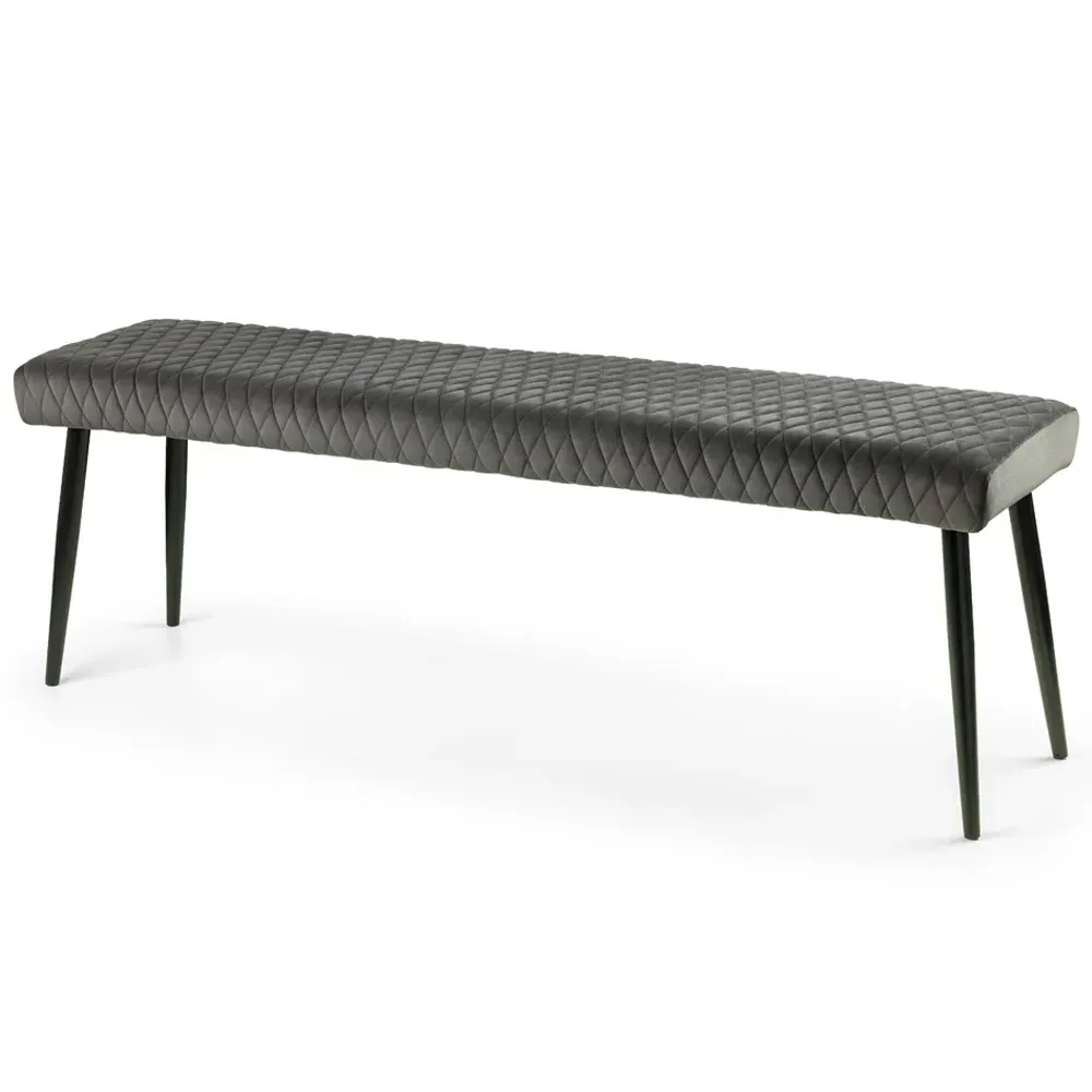 Luxe 2-Seater Low Dining Bench - Grey, Velvet