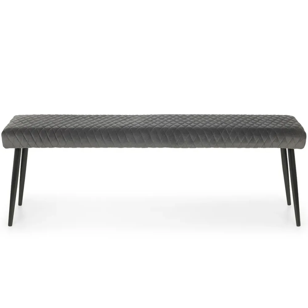 Luxe 2-Seater Low Dining Bench - Grey, Velvet