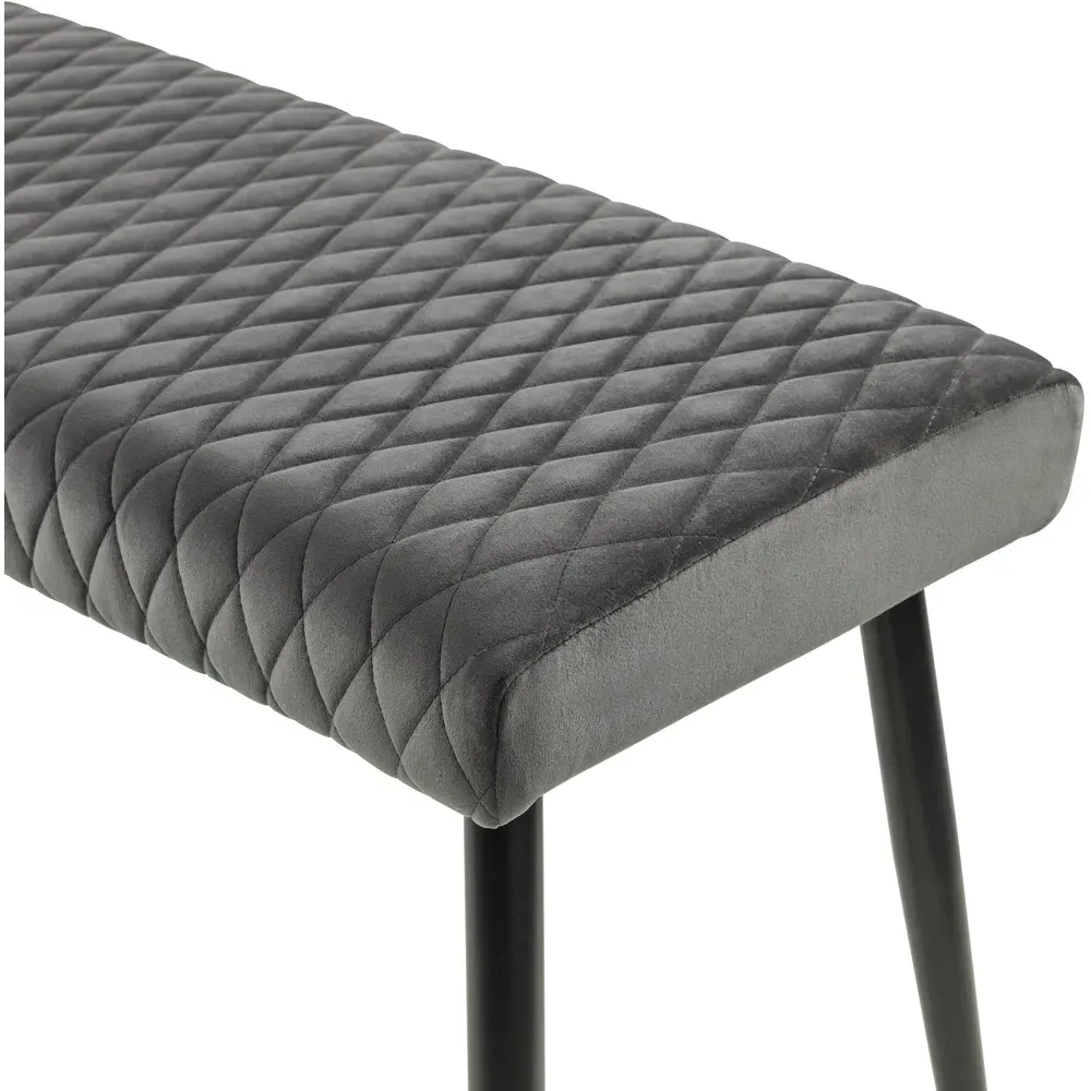 Luxe 2-Seater Low Dining Bench - Grey, Velvet