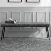Luxe 2-Seater Low Dining Bench - Grey, Velvet