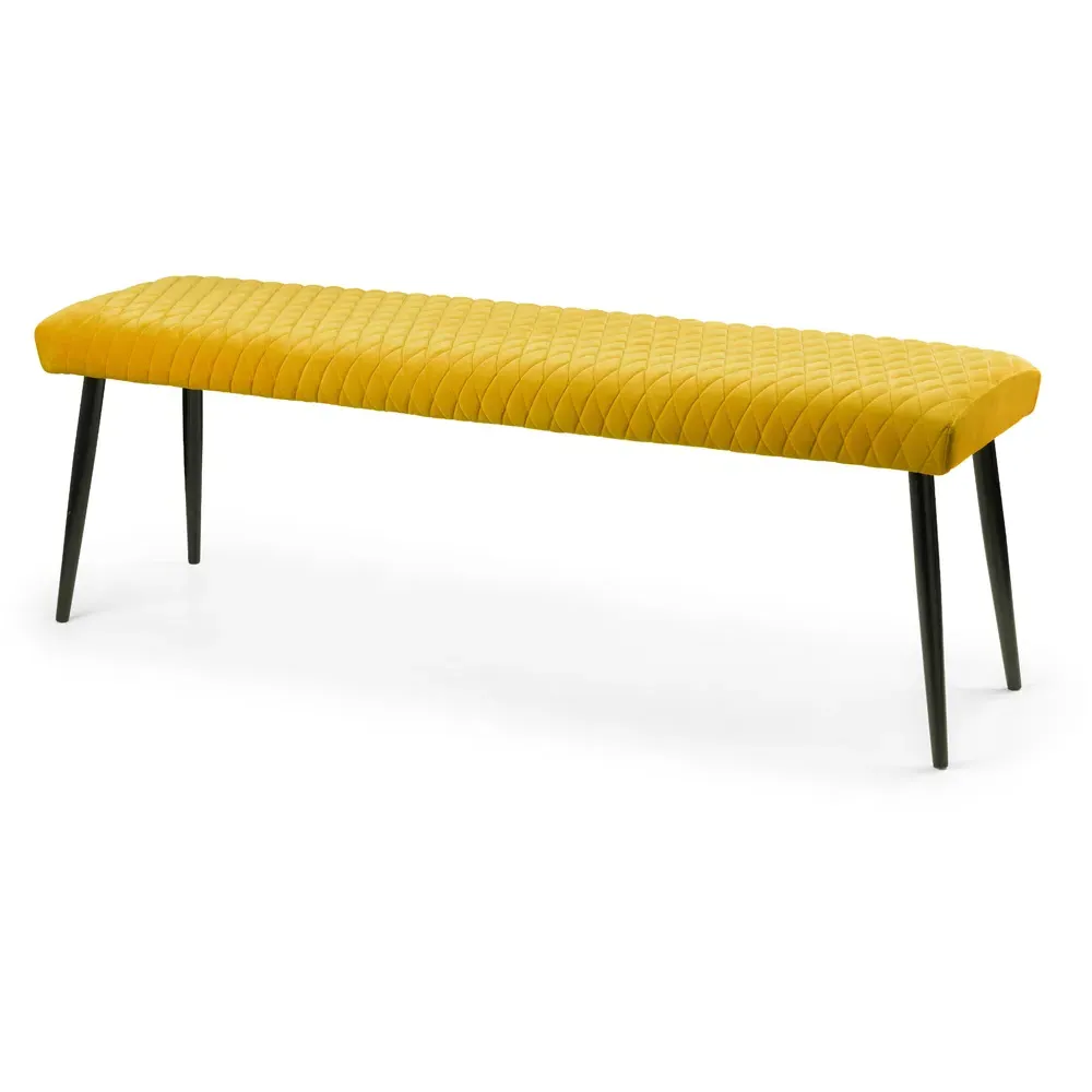 Luxe 2-Seater Low Dining Bench - Mustard, Velvet