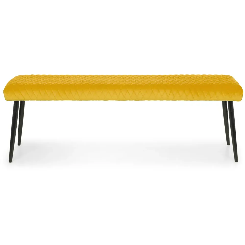 Luxe 2-Seater Low Dining Bench - Mustard, Velvet