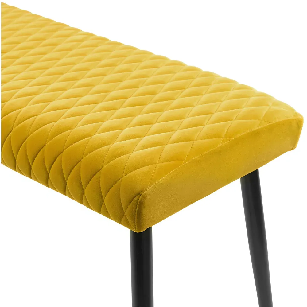 Luxe 2-Seater Low Dining Bench - Mustard, Velvet