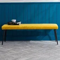 Luxe 2-Seater Low Dining Bench - Mustard, Velvet