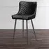 Luxe Bar Stool with Quilted Detailing - Black, Faux Leather