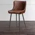 Luxe Bar Stool with Quilted Detailing - Brown, Faux Leather