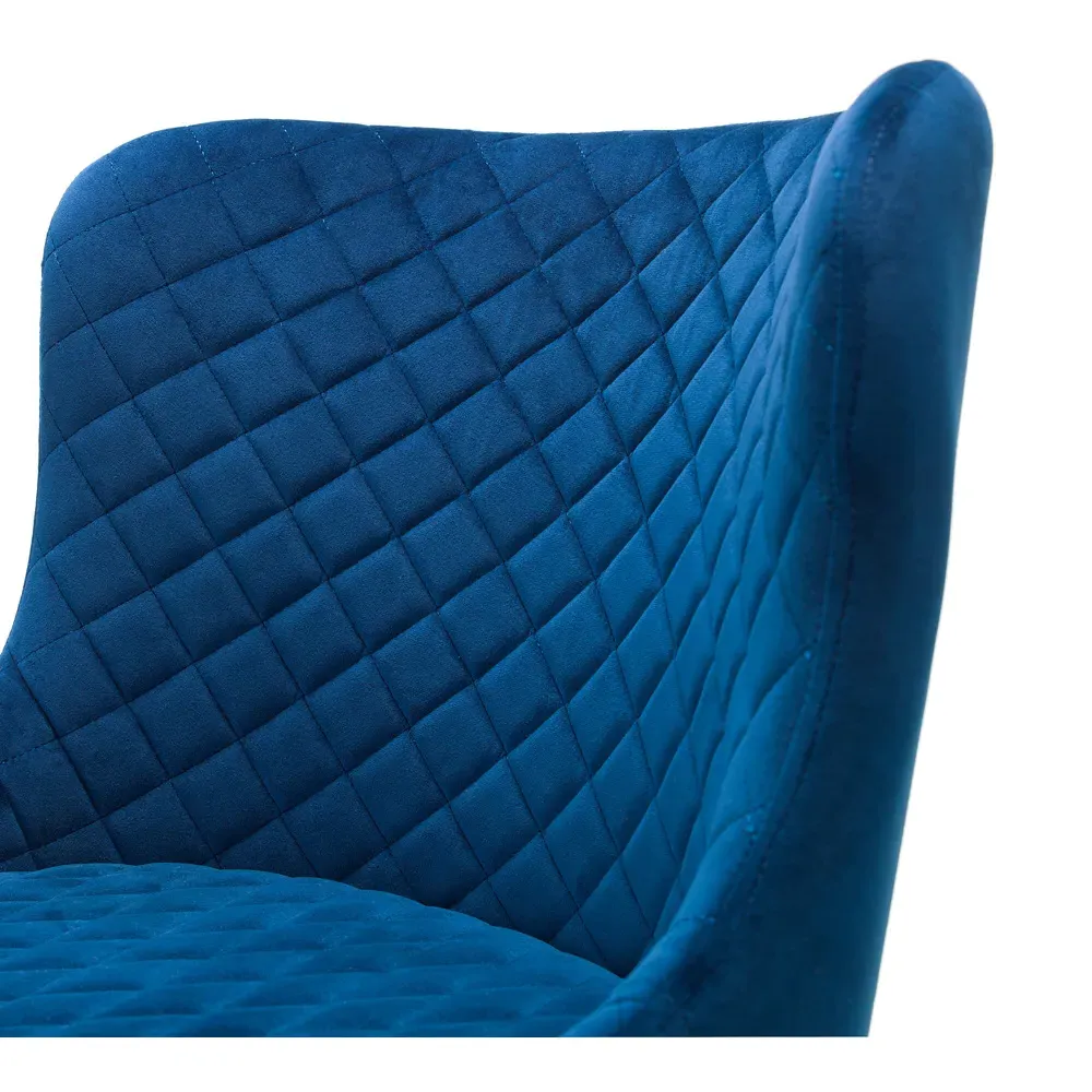 Luxe Bar Stool with Quilted Stitching - Blue, Velvet