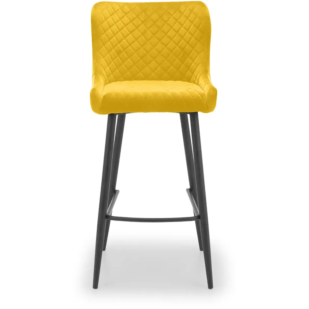Luxe Bar Stool with Quilted Stitching - Mustard, Velvet