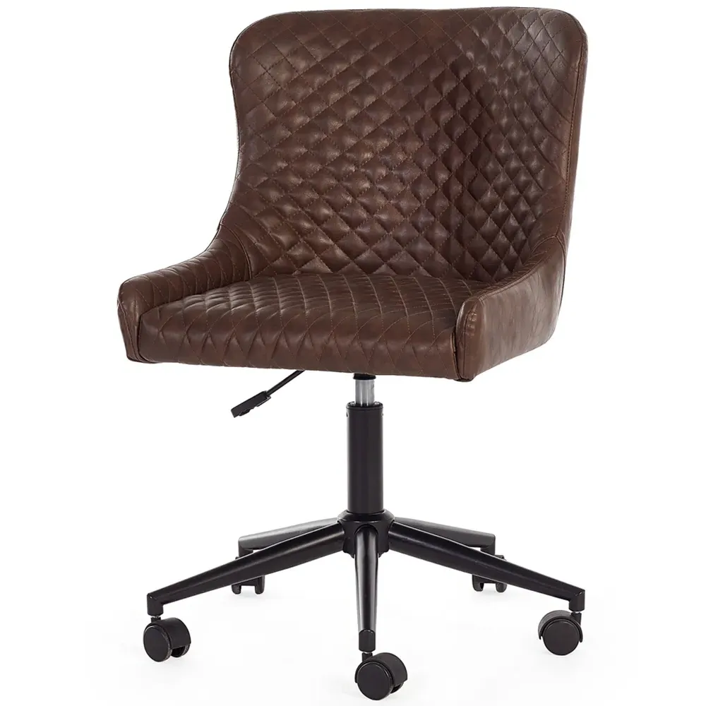 Luxe Office Chair with Height Adjustment - Brown, Faux Leather