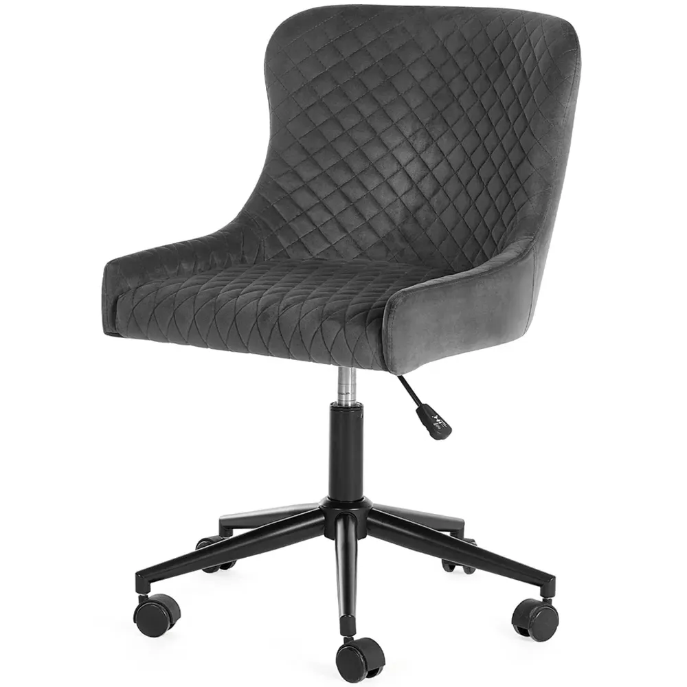 Luxe Office Chair with Height Adjustment - Grey, Velvet