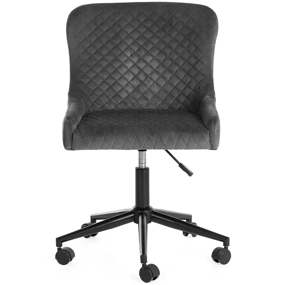 Luxe Office Chair with Height Adjustment - Grey, Velvet