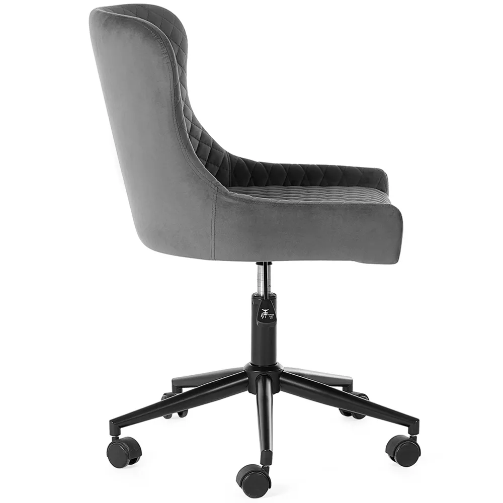 Luxe Office Chair with Height Adjustment - Grey, Velvet
