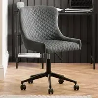 Luxe Office Chair with Height Adjustment - Grey, Velvet