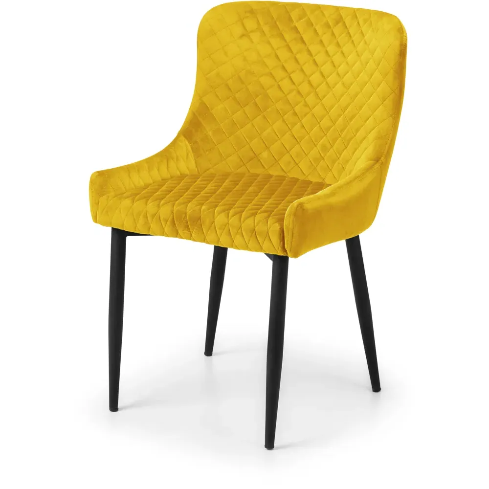 Luxe Set of 2 Quilted Dining Chairs - Mustard, Velvet