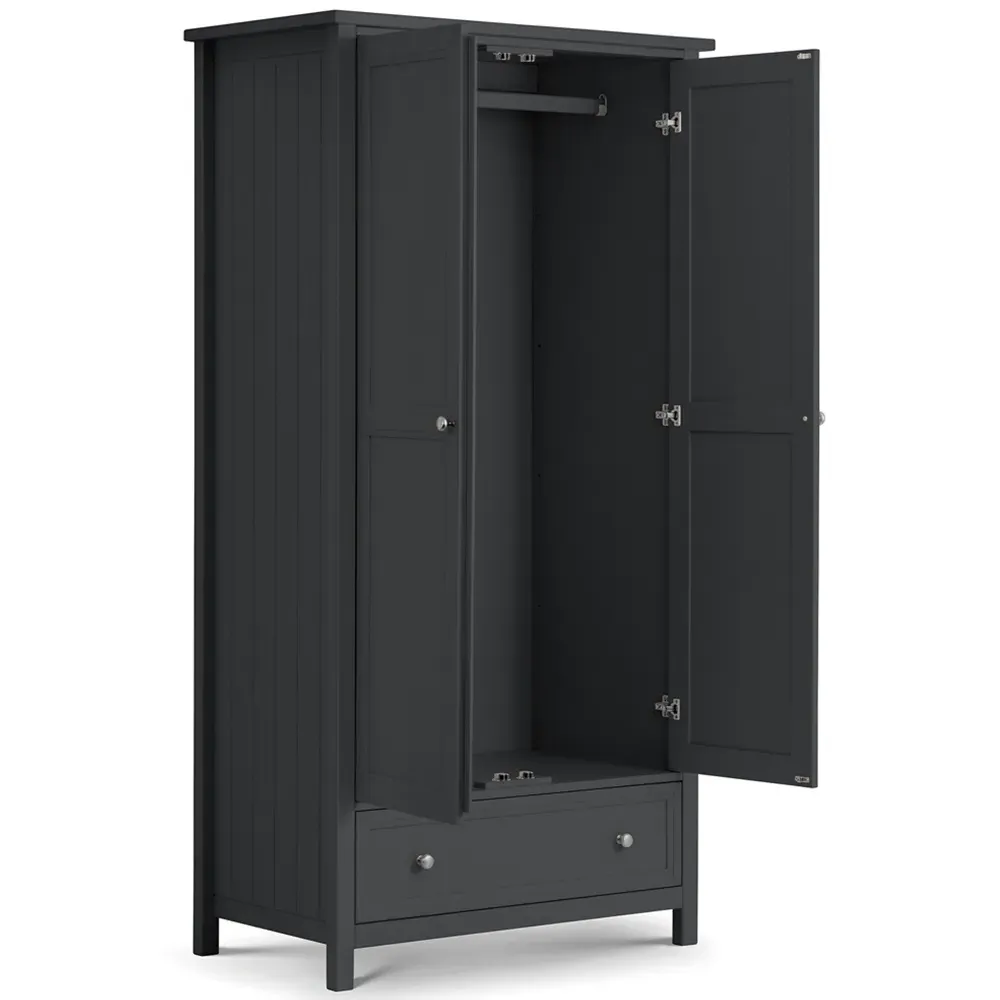 Maine 2 Door Combination Wardrobe with Drawer - Black