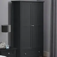 Maine 2 Door Combination Wardrobe with Drawer - Black