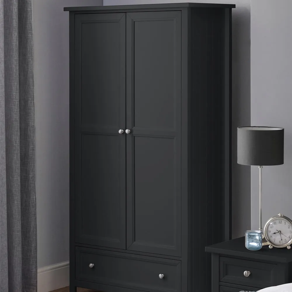 Maine 2 Door Combination Wardrobe with Drawer - Black