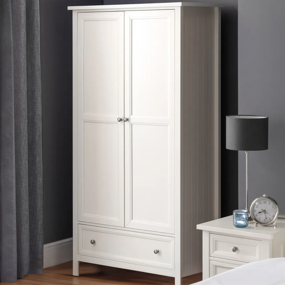 Maine 2 Door Combination Wardrobe with Drawer - White